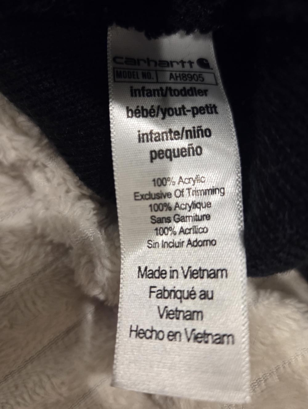 Carhartt Black and Cream Infant/Toddler Beanie - Picture 3 of 3